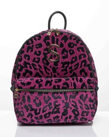 LEOPARD VELVET MAGENTA BACKPACK (5)